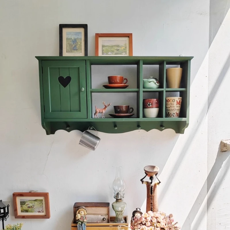 Solid Wood Wall Mounted Shelf,Narrow Floating Spice ,Small Hanging Kitchen Cabinet,Bathroom Entryway Organizer for Mugs Storage