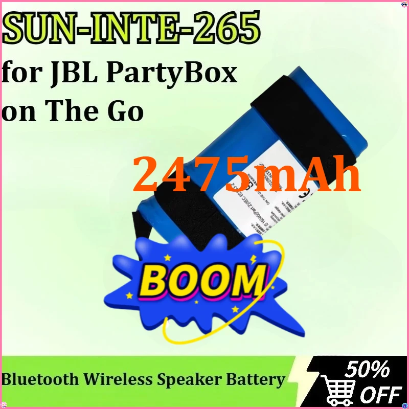 

Newly upgraded SUN-INTE-265 for JBL PartyBox on The Go Replacement High Quality Bluetooth Wireless Speaker Battery 2475mAh