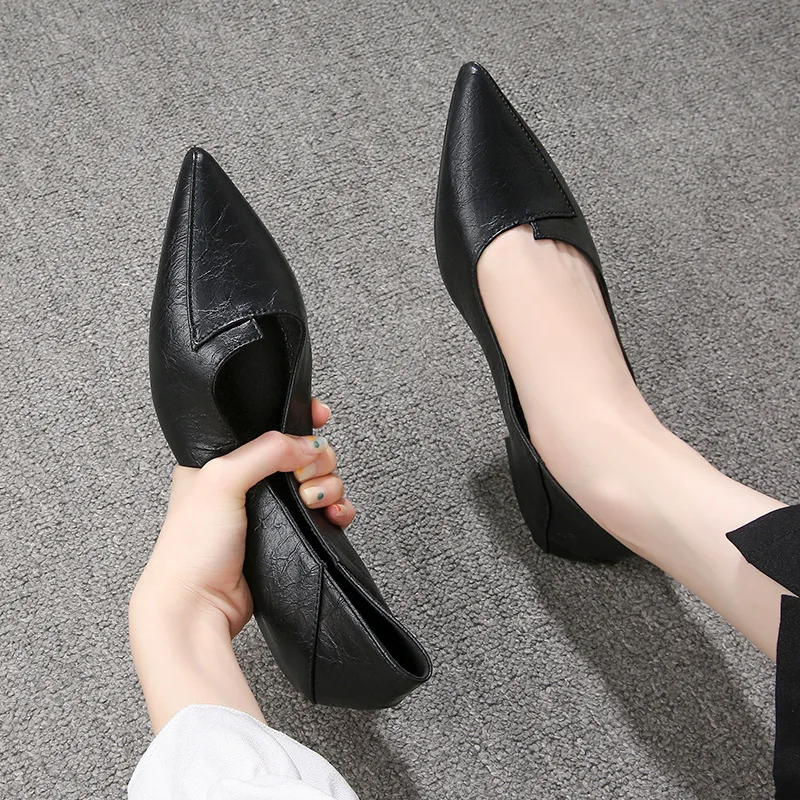 Women's soft-soled professional work shoes work long standing not tired feet soft leather pointed single shoes