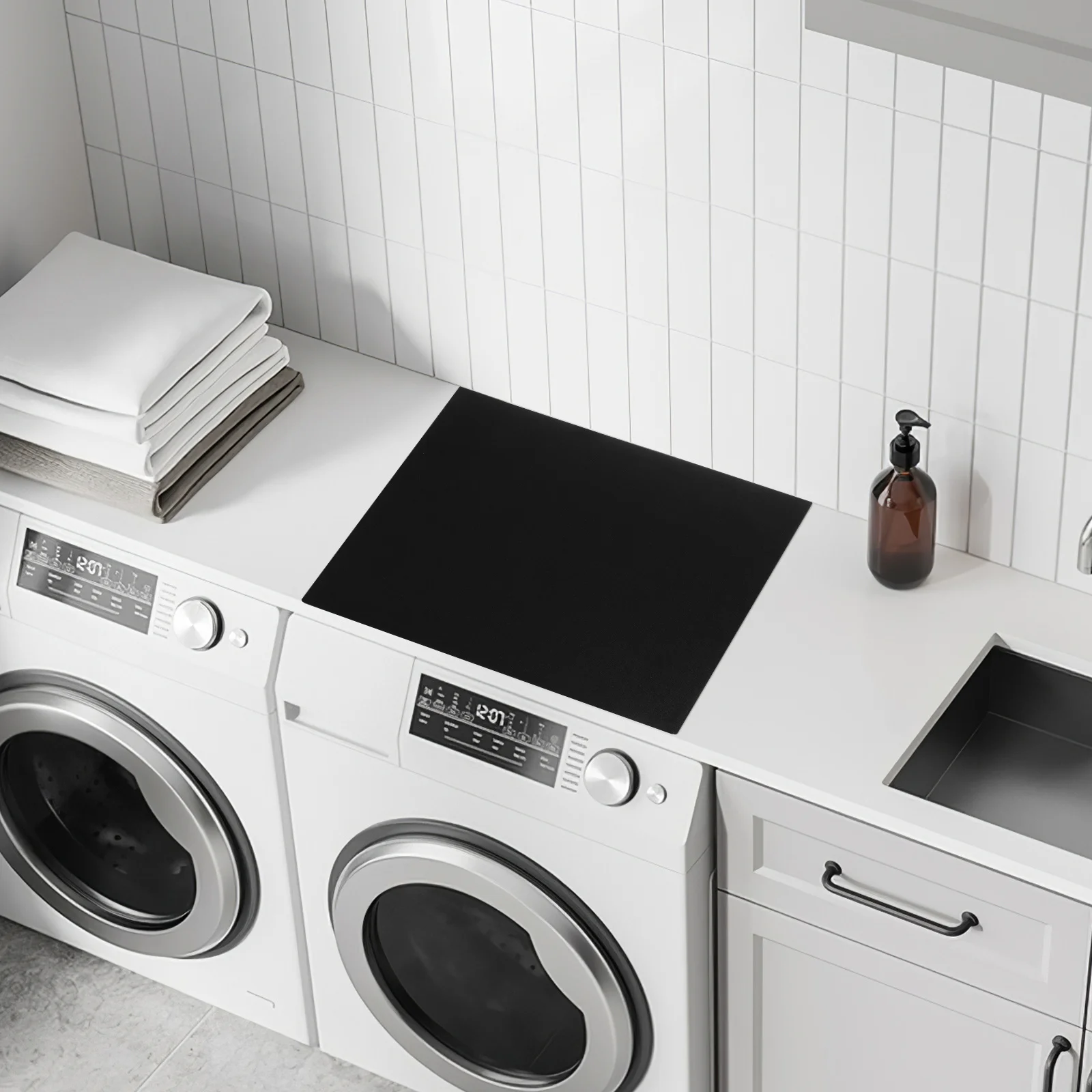 

Washing Machine Dustproof Cover Absorbent Non-Slip Top Protector Mat for Front Loaders Laundry Room Washer Dryer Cover