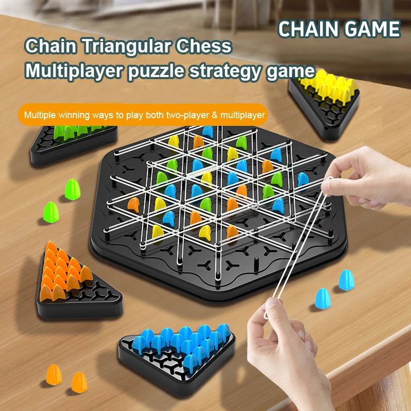 New Chain Triangle Chess Game Triggle Rubber Band Game Educational Interactive Game Battle Set For Family Party Gift Hot Sale