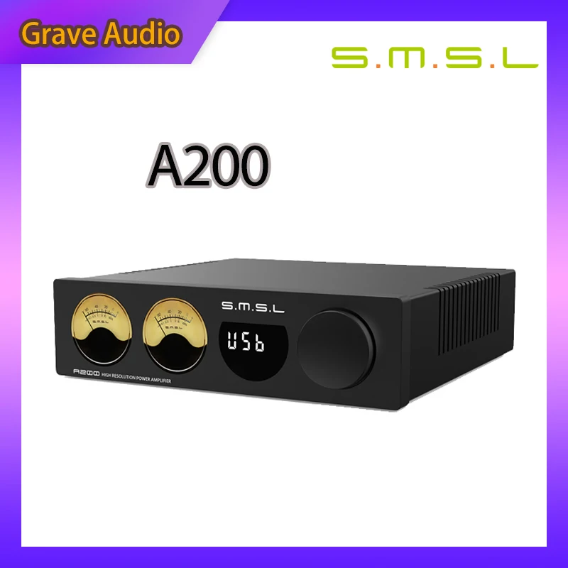 SMSL A200 Усилитель мощности Bluetooth 5.0 Настольный усилитель мощности HIFI Выходная мощность 70Wx2 Поддержка входов HDMI (ARC)