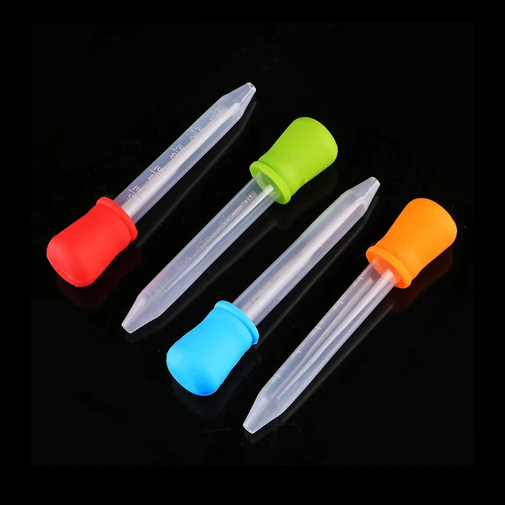 2PCS 5ml Silicone Plastic Pipette Dropper Feeding Medicine Liquid Eye Ear Pipette Dropper Lab Experiment Supplies Tool