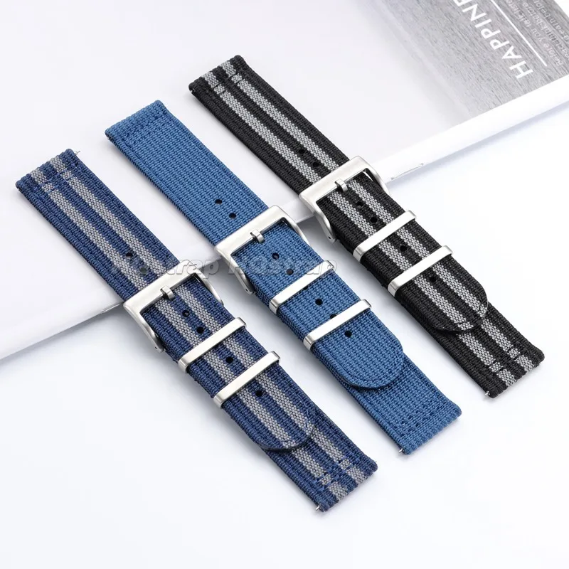 20mm 22mm Woven Nylon Strap for Omega for Tudor Soft Ribbed Canvas Fabric Watch Band Sport Quick Release Bracelets for Seiko view 2