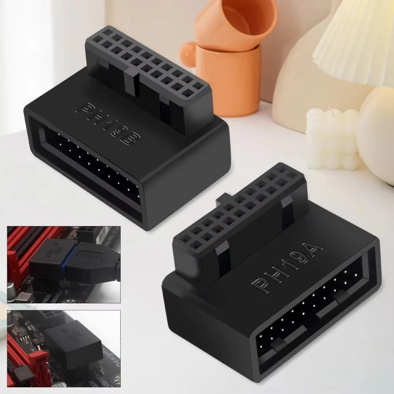 1/2/4pcs Desktop Computer Motherboard USB 3.0 Connection Adapter 19p 20p Vertical Plug Needle 90 Turn Installed Steering Elbow