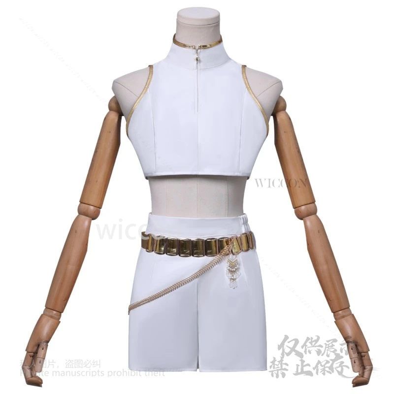 أنيمي فيلم KPop شيطان الصيادين نجم جينو رومي تأثيري حلي الأداء الأبيض مساء فستان الباروكات هالوين الدعائم الطرف