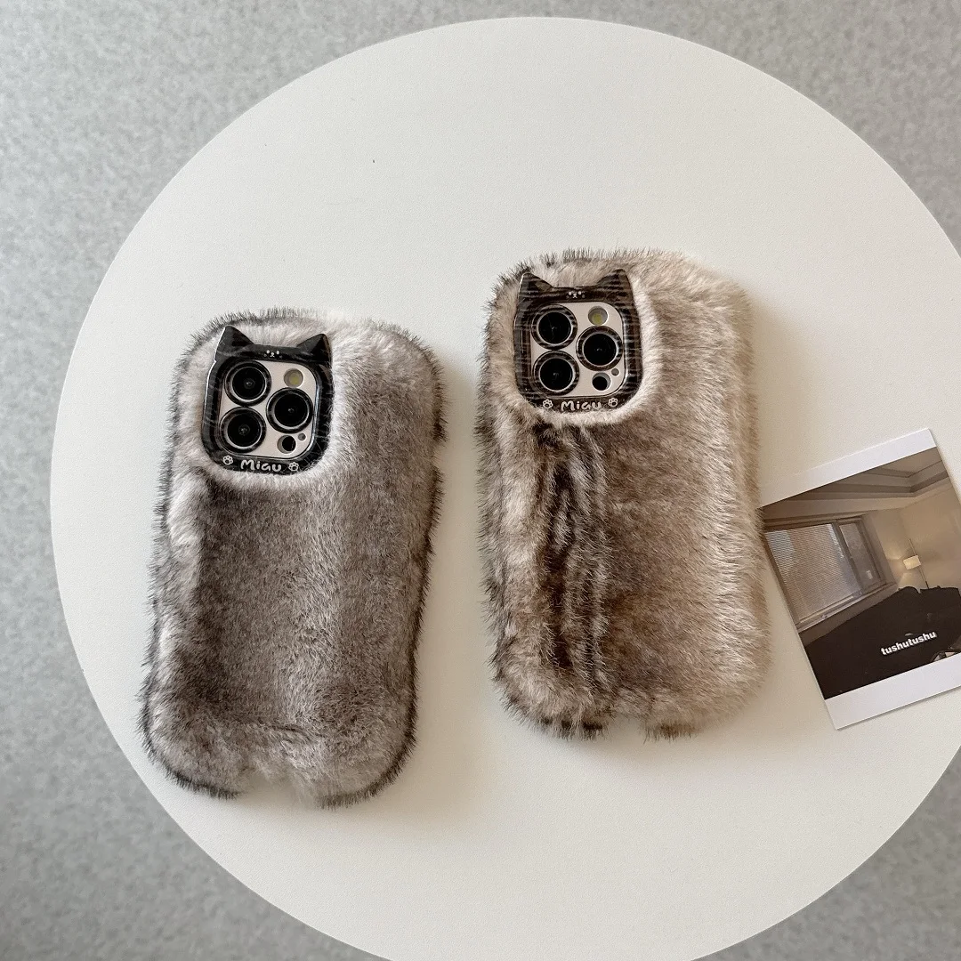 

Luxury Autumn And Winter Cute Plush Warm Case For iPhone 13 14 15 16 17 Air 17 Pro Max Plus Shockproof Shell Fluffy Phone Cover
