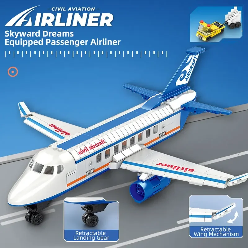 Flugzeug, großes Luftfahrtraketenmodell, zusammengebautes Passagierflugzeug, Lastenflugzeug, Baustein, Kinderset, Spielzeug