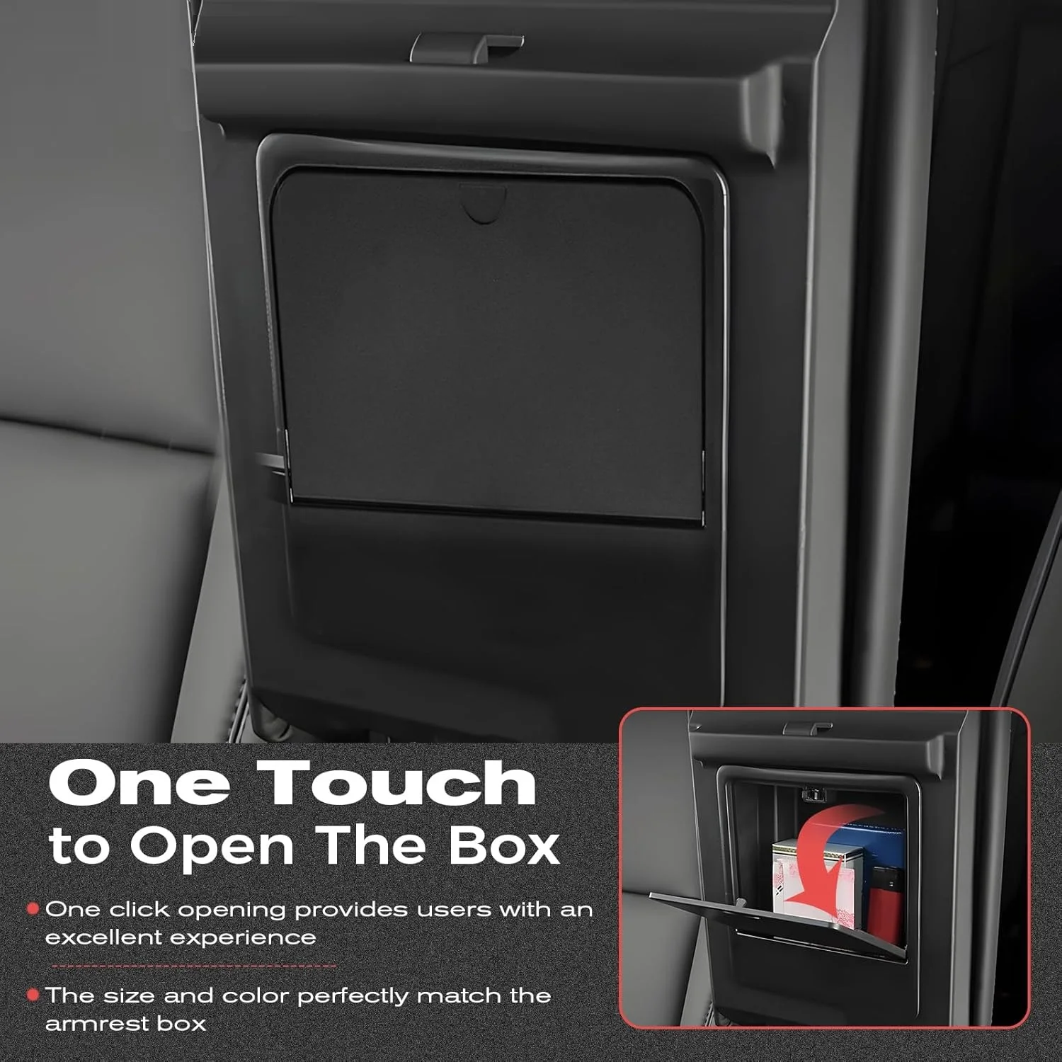 One-Touch Armrest Secret Compartment Center Console Organizer Hidden Storage Box Fit for Jeep Wrangler JL/JLU 4XE & Gladiator JT