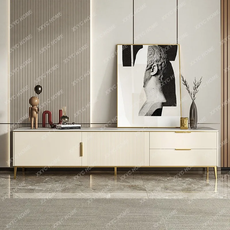 XLight luxury modern living room TV cabinet luxury bedroom high white paint rock slab  cabinet coffee table combinat