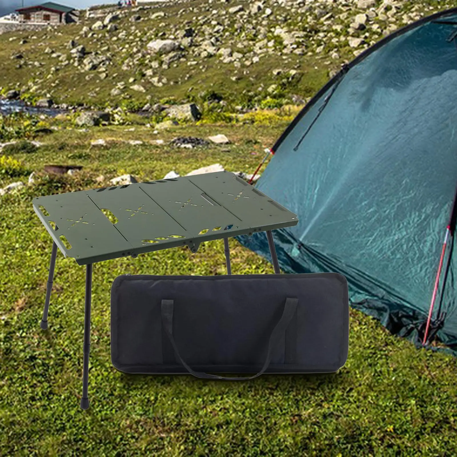 

Folding Table with Adjustable Legs Portable Compact Furniture Small Outdoor