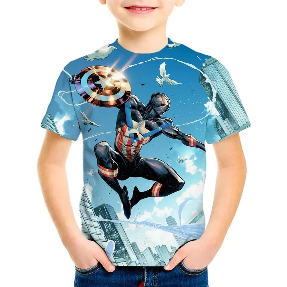 2024 Captain America 3d Print T-shirt Men Fashion cartoon T-shirts Kids Hip Hop Tee Top Stranger Things Marvel T Shirt Boy