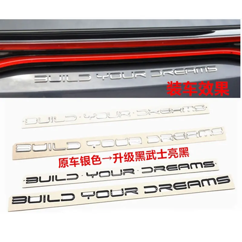 For BYD Yuan PLUS Atto 3 Tang  Silver Back Rear Trunk Build Your Dream English Letter Tail Mark