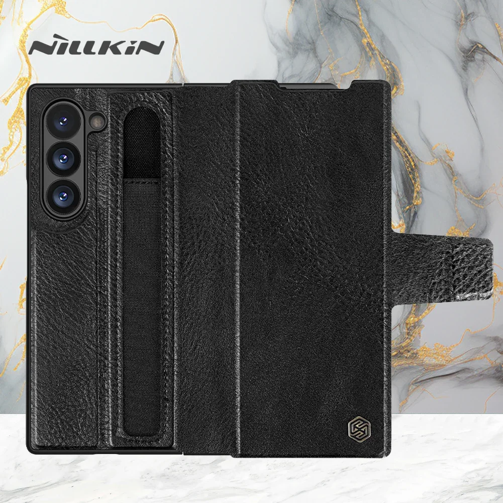 

for Samsung Galaxy Z Fold 6 5G Case Nillkin Aoge Full Cover Luxury Flip Leather with Pen Slot Kickstand Business Cases