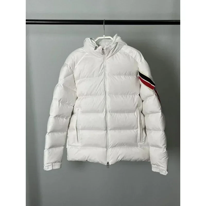 Moncl * R Winter heren witte ganzendons jas warme capuchon slim fit puffer jas jas mannelijke casual hoogwaardige thermische overjas