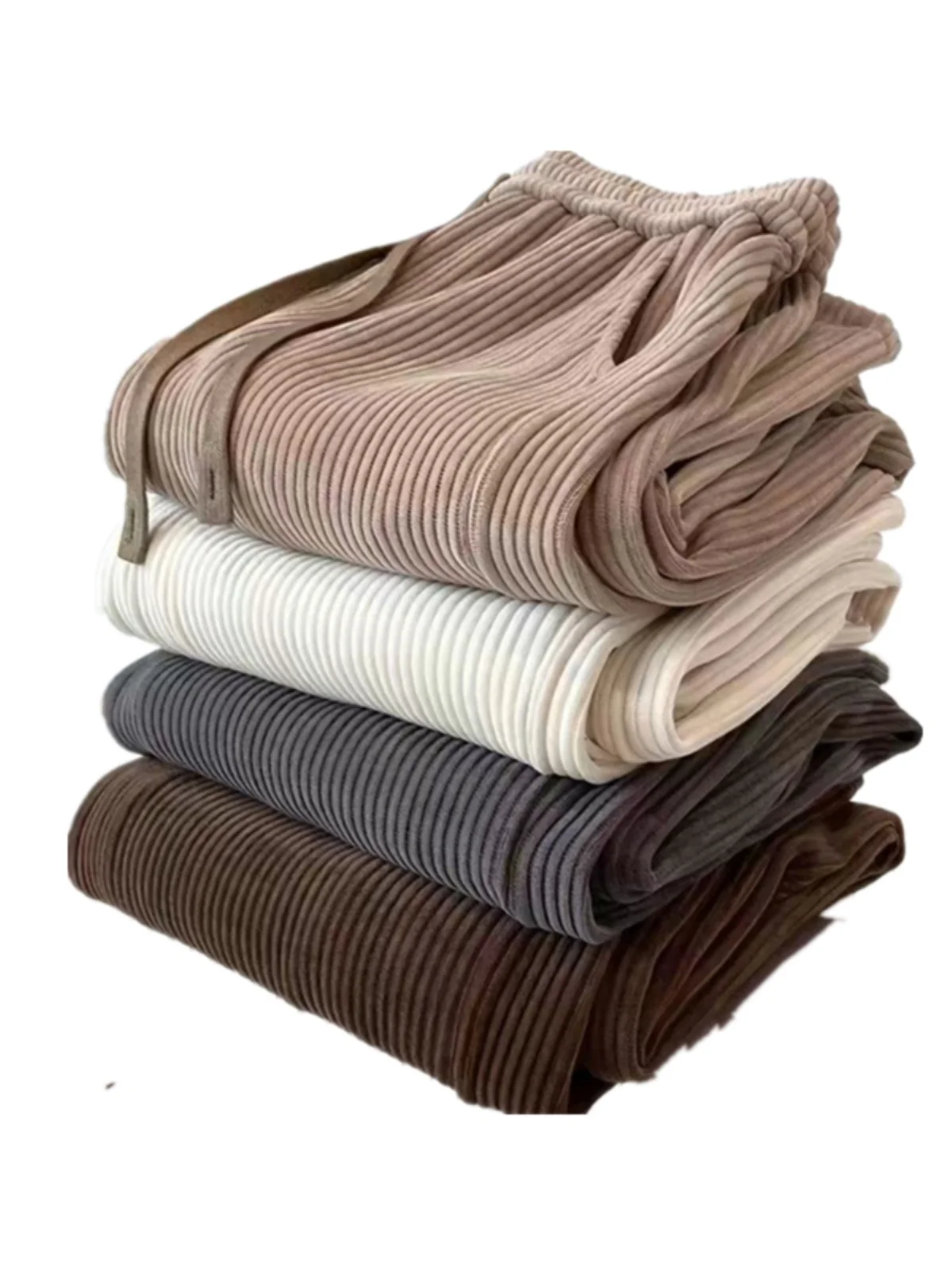 Calças de perna larga finas femininas outono inverno thiened fce casual calças de perna reta calças compridas cintura alta nove pontos