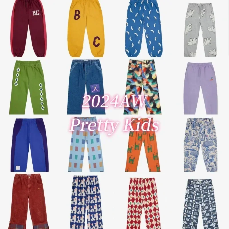 

In Stock！BC 2024 Sweatpants Autumn/Winter New Boys Girls' Cartoon Printed Sweatpants Kids Clothes