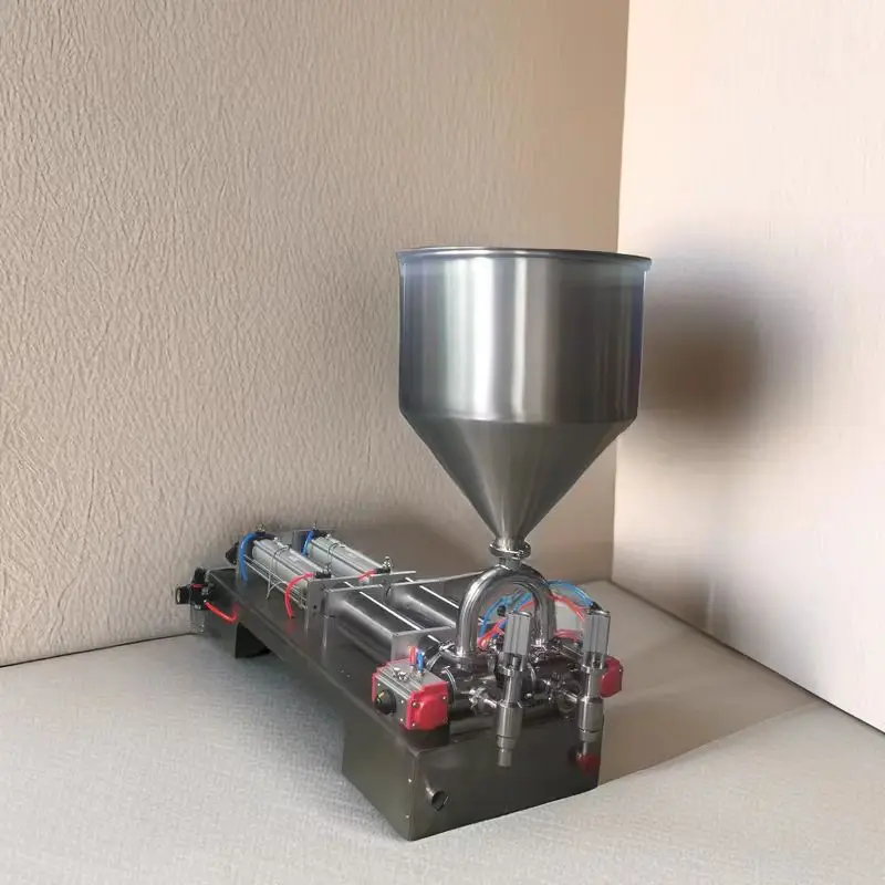 

1000ML Double head Filling Machine for paste high viscoucity material DN38 rotary valve DN45 outlet head, 76*350MM Piston 50*250