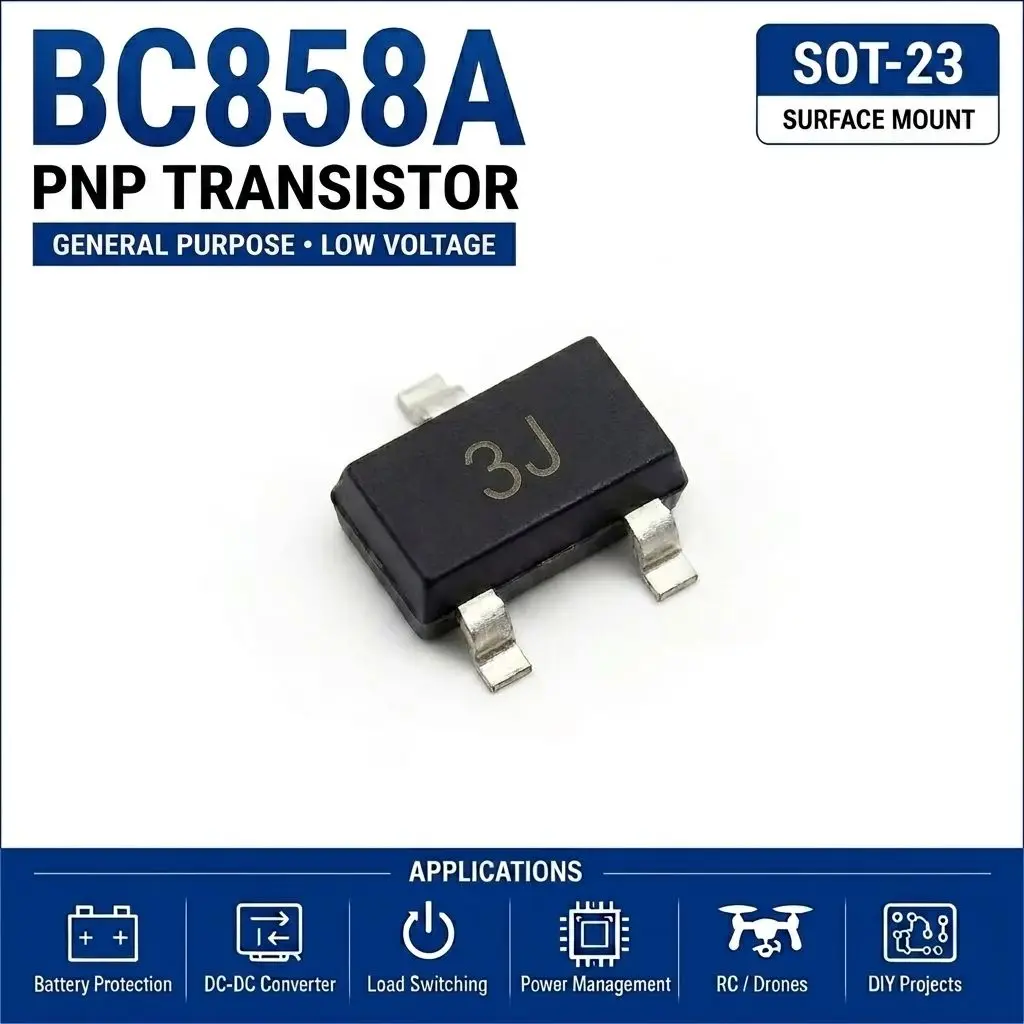 (100 pcs) BC858A (Marking 3J) / BC858B (Marking 3K) / BC858C (Marking 3L) SOT-23 - PNP Transistor -30V -100mA