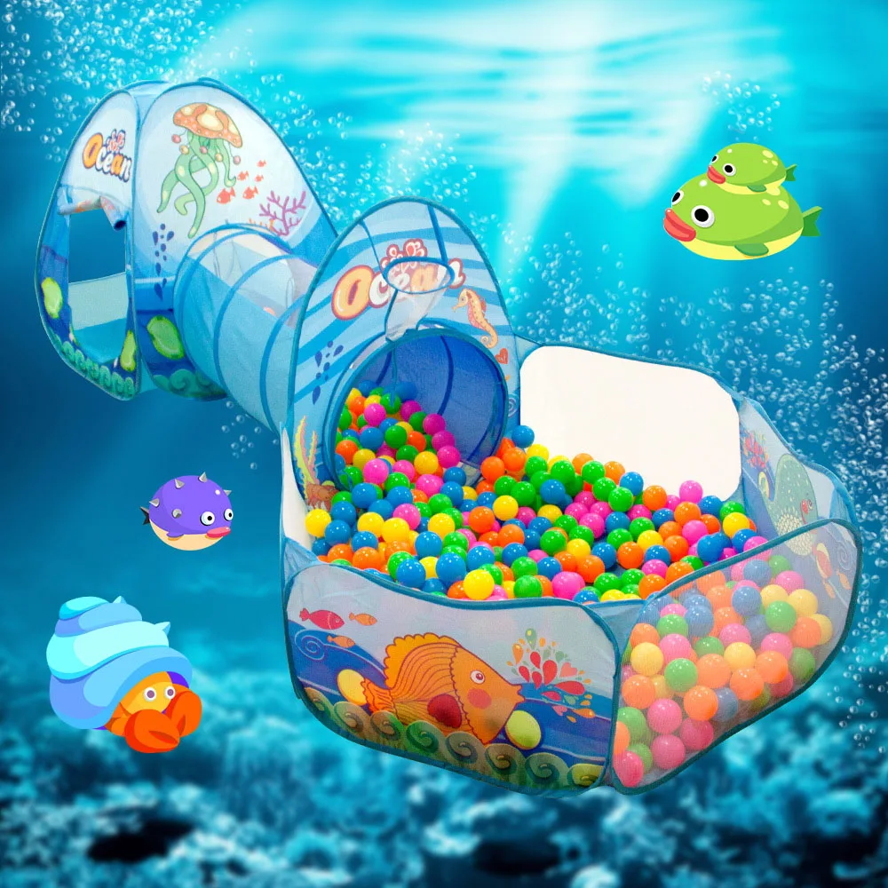 3 In 1 Children Ball Pool Baby Ballon Playpen Portable Kids Tent Ball Pit Crawling Tunnel Kid Playground Yard Room Pool Gift