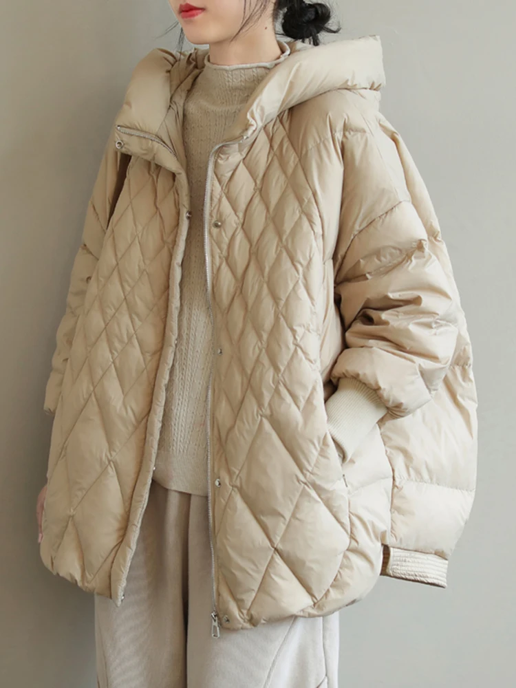 New Autumn Winter Women Hooded Loose 90% White Duck Down Parka Casual Female Thick Warm Down Coat Snow Jackets Outwear