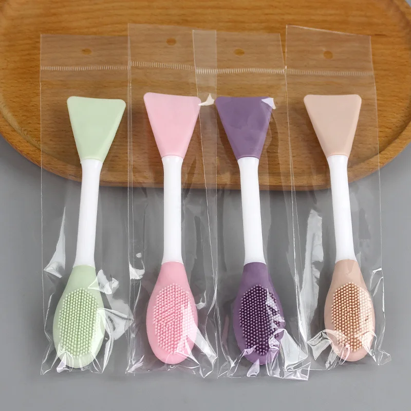 2 in 1 Dubbele Hoofd Scrub Gezichtsmasker Borstel Mee-eter Siliconen Gezichtsreiniging Peeling Scrub Porie Huidverzorging Diepe Reiniging Tool