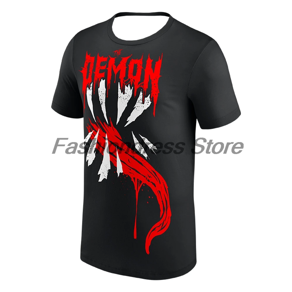 Men's Black Finn Bálor The Demon Mouth T-shirt Crewneck Short Sleeve Polyester Tee Women Outdoor