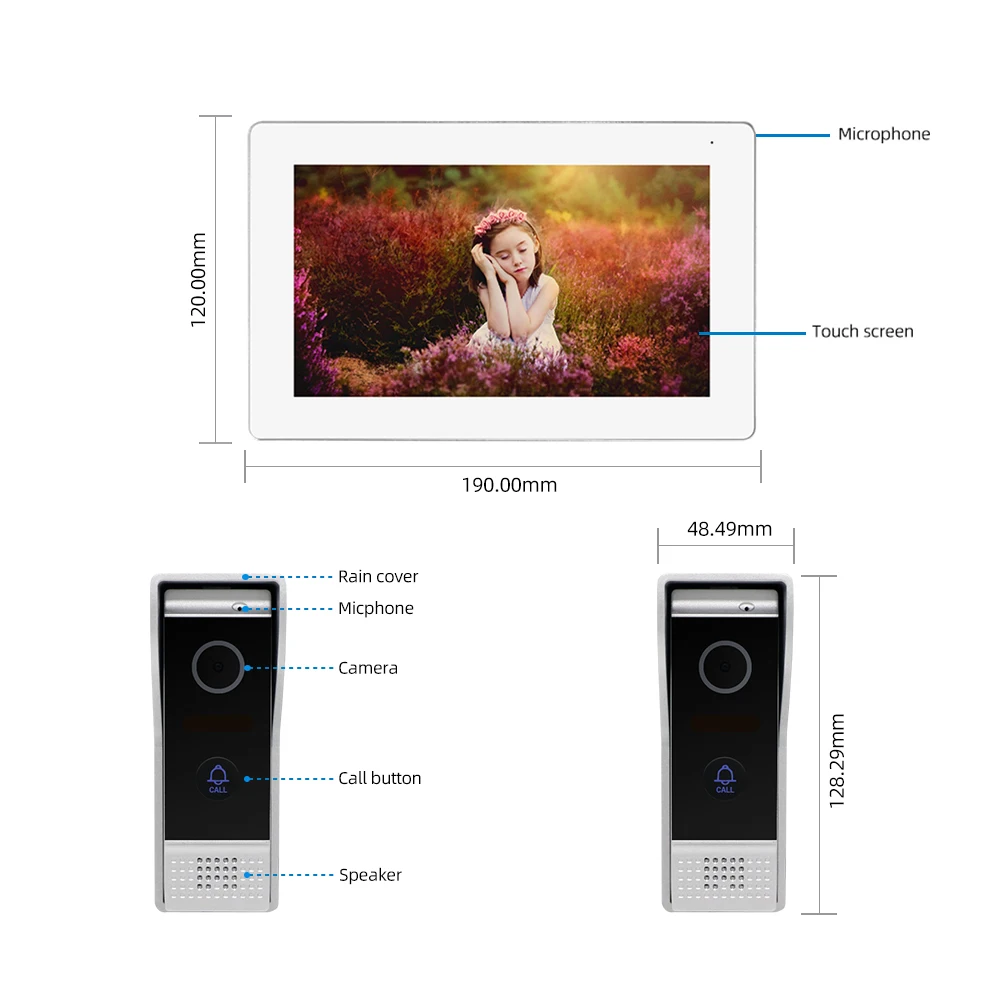 Joytimer WiFI Smart Video Door phone Video Intercom System Apartment Villa AHD Video Doorbell Full Touch Screen Motion Detection