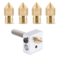 10PCS veekaft high Precision Brass Nozzle 0.2/0.3/0.4/0.8mm 1.75/3 filaments for 3D Printer Hotend Ender 3 CR-10 S1 Accessories