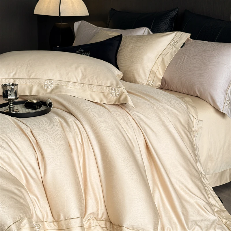 

Luxury Gold Embroidery 1000TC Egyptian Cotton Satin Jacquard Soft Bedding Set Duvet Cover Flat/Fitted Bed Sheet Pillowcases 4Pcs