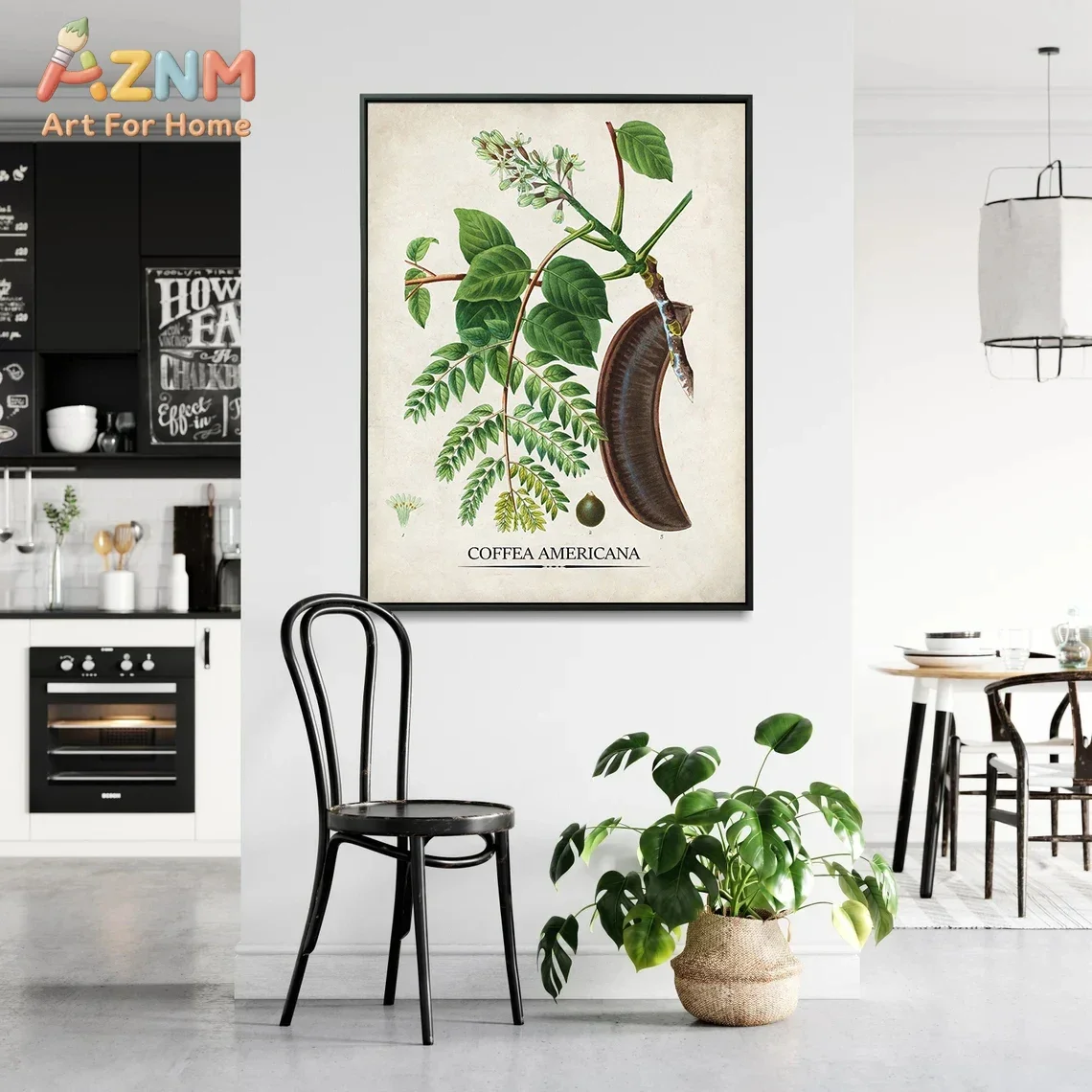 Vintage Arabic Coffee Bean Medicinal Plants Canvas Painting Posters and Prints Wall Art Picture for Living Room Decoration