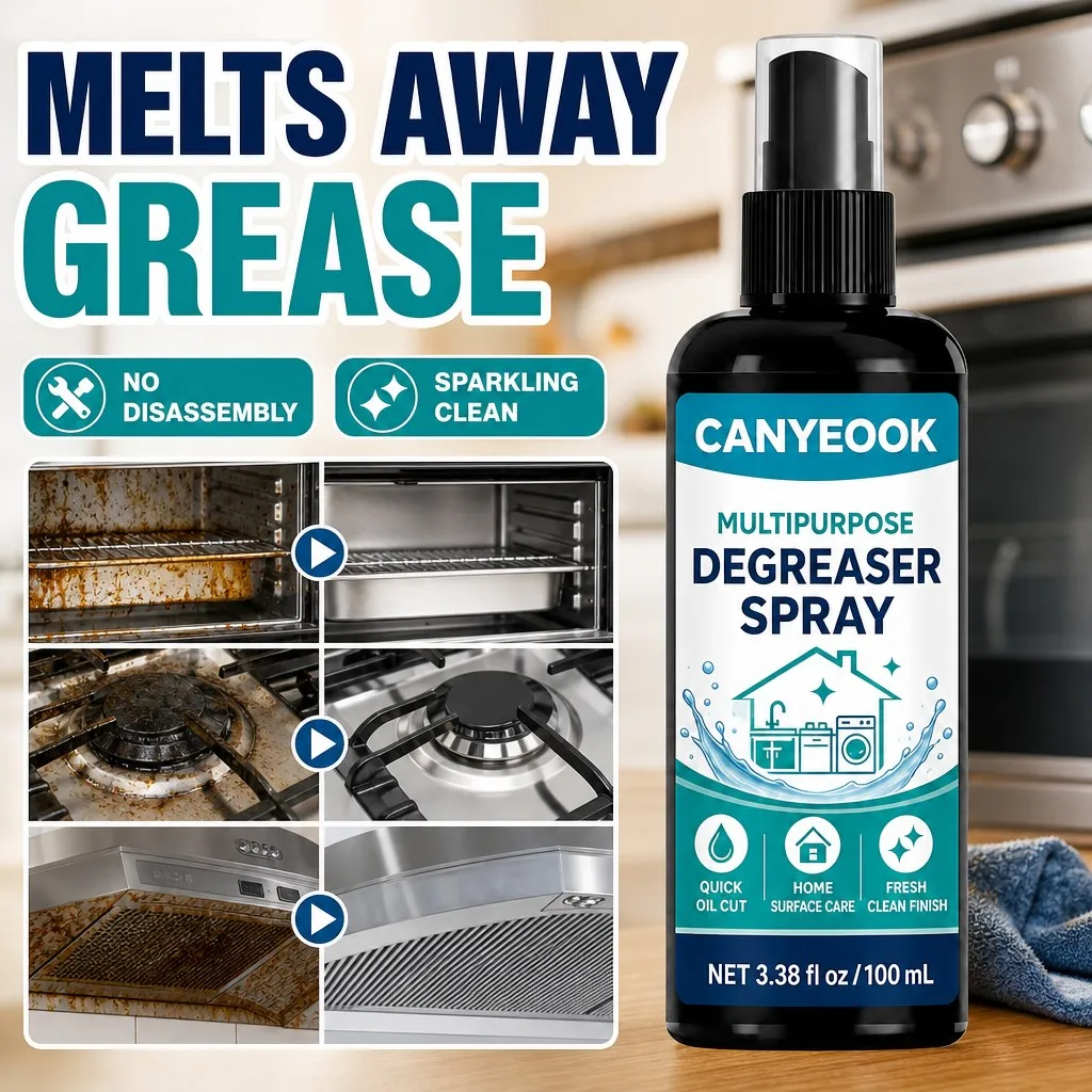 CANYEOOK Multi-Purpose Degreaser Spray 100ml No-Disassembly Kitchen Oil Stain Remover for Oven Air Fryer Fast Clean