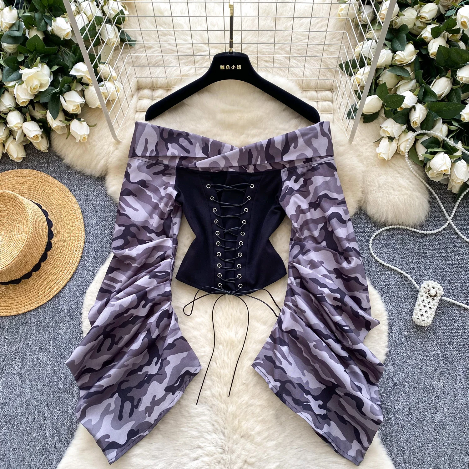 Camicetta vintage slash neck Draw String manica lunga Slim Elegante Moda Donna hotsweet Camicia abbigliamento donna