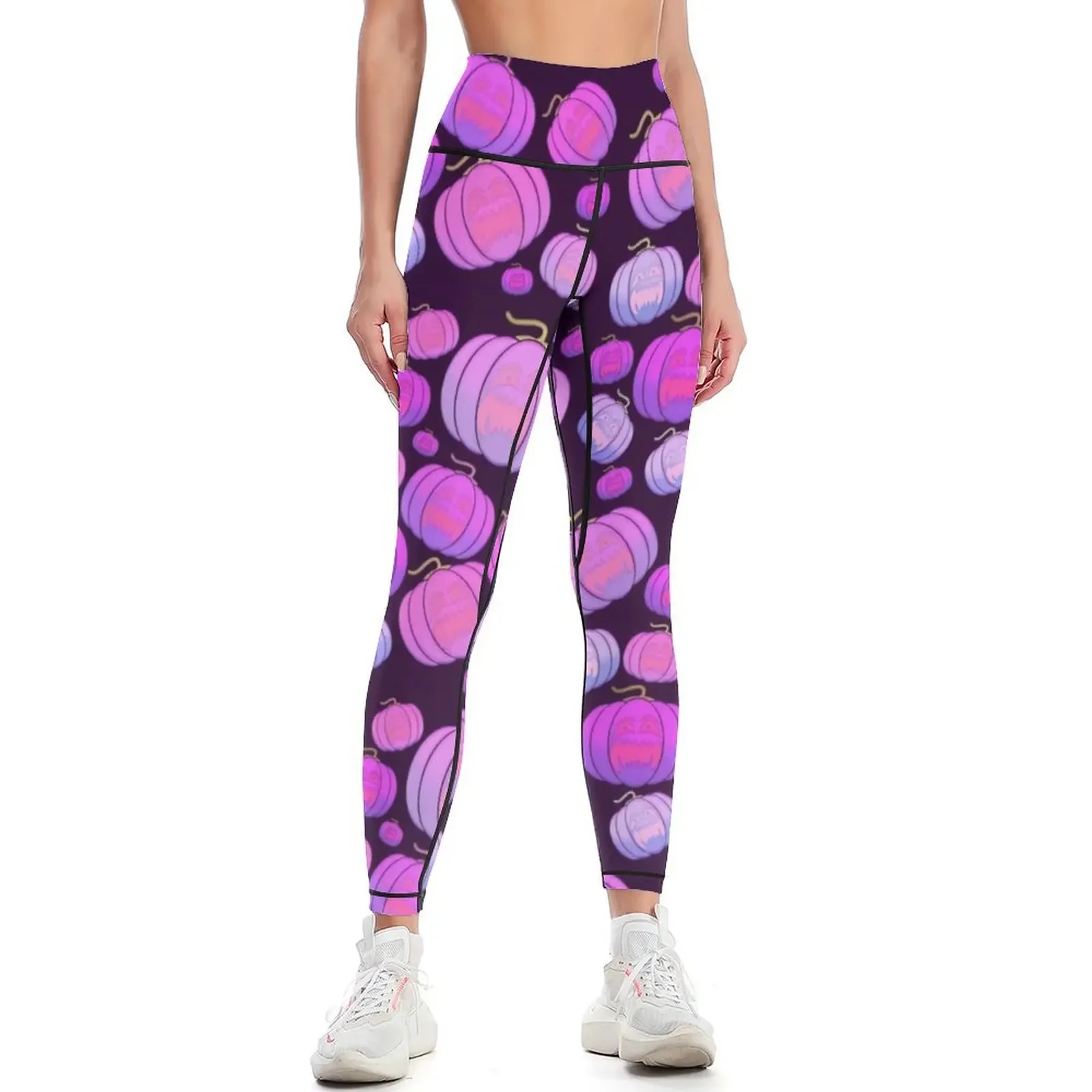 

Pink Spirit Halloween Sad Pumpkin Patterns T-Shirt Leggings Women's sports legging gym Clothing fitness Womens Leggings