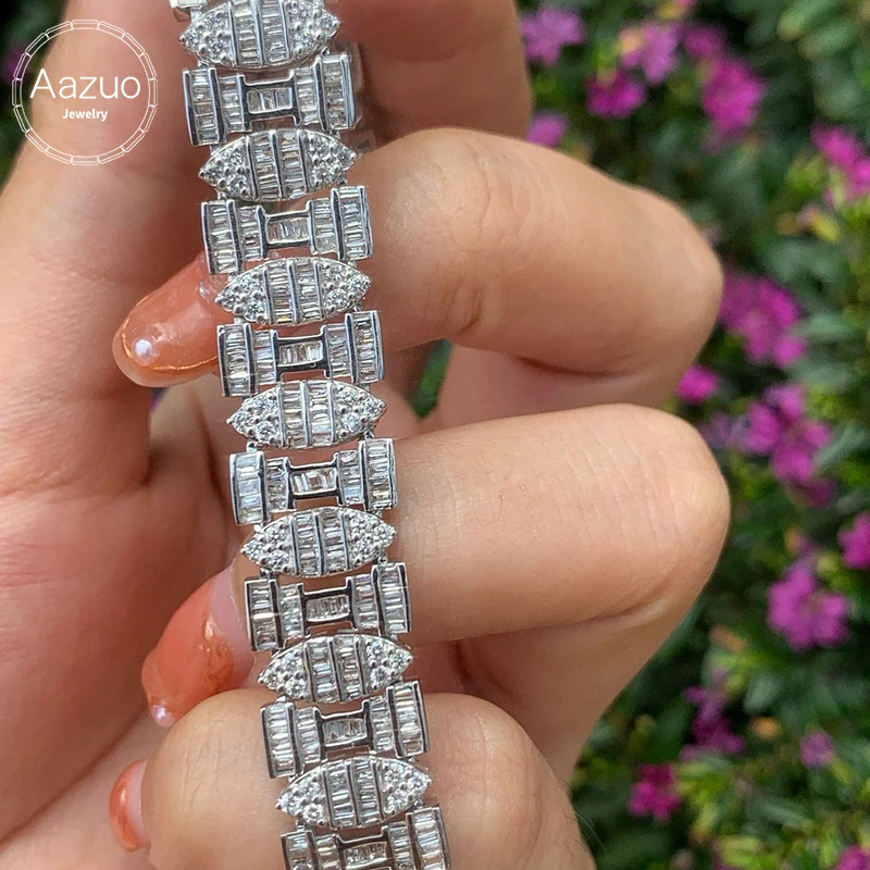 Aazuo High Quality 18K White Gold Real Diamonds 5.0ct Luxury Bracelet For Woman Upscale Trendy Wedding Engagement Party Au750