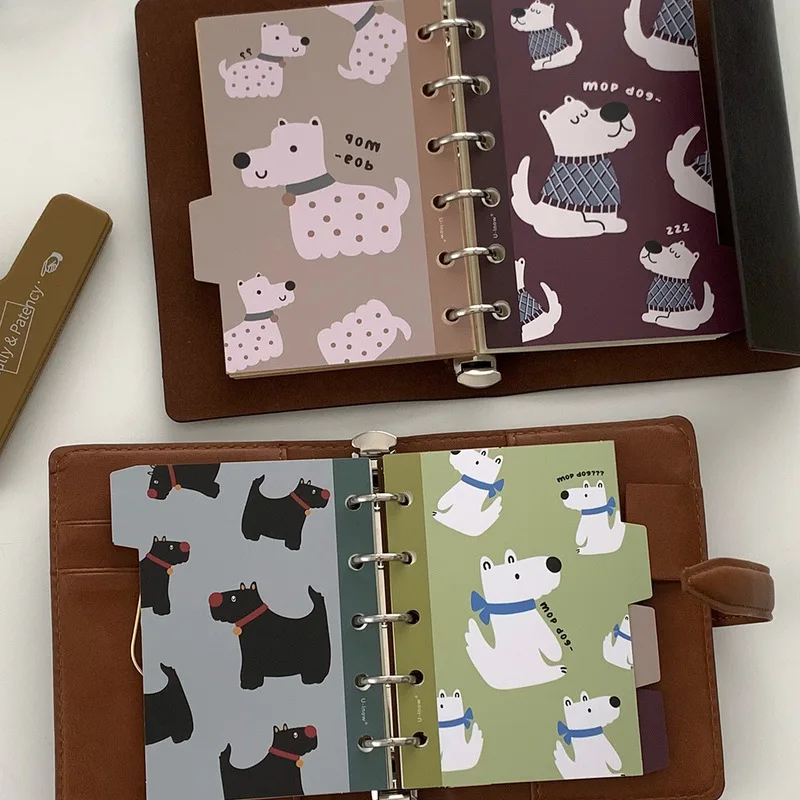 Kawaii Bookmark Index Pages For A7/M5 Books Cute Retro Animals Index Seperator Loose Leaf Notebook Sides Dividers Stationary