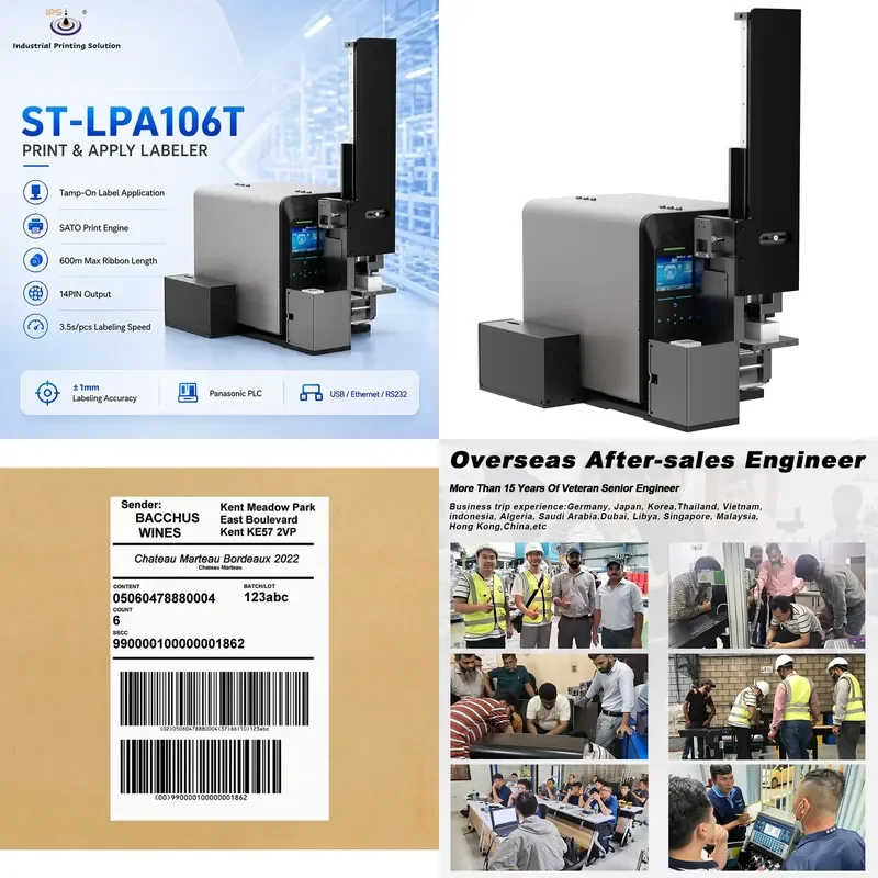 HCY IPS ST-LPA106T Industrial Print Apply Labeler with Tamp-On Label Applicator for Production Lines