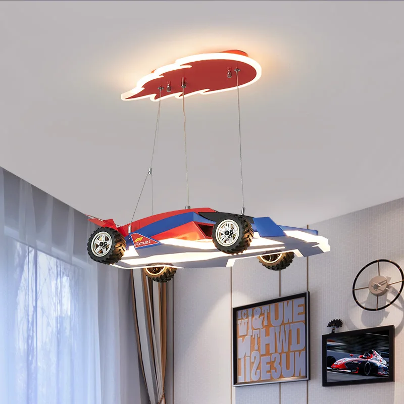 Car Pendant Lights Children\'s Bedroom Lamp Boys\' Formula F1 Racing Car Model Hanging Lights Boys\' Room Ceiling Lights