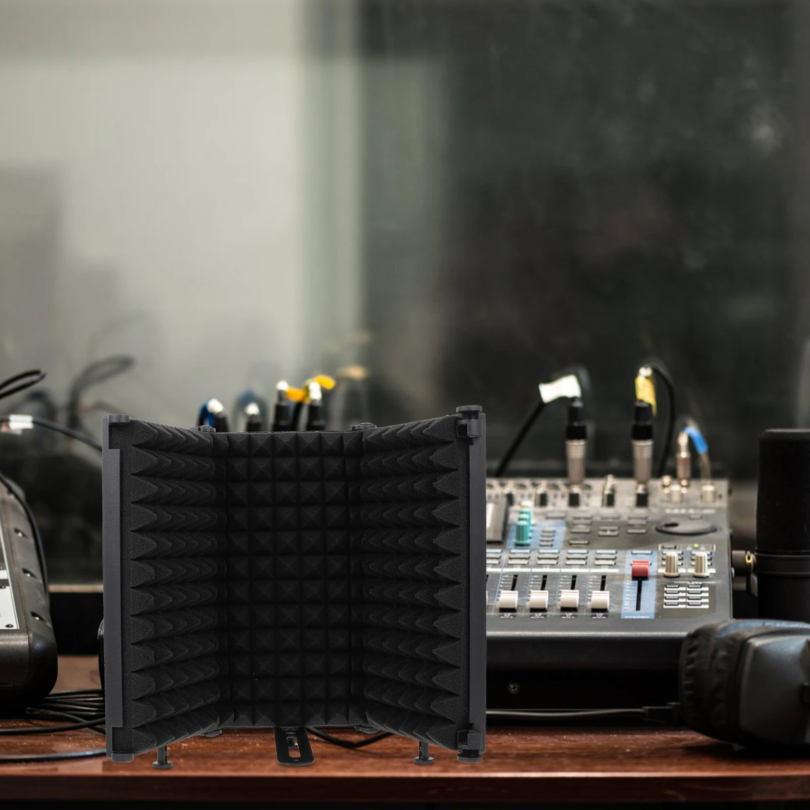 

1Set Microphone Filter Foldable Iron Sponge Noise Reduction Shield Adjustable Panel Recording Isolation Windproof Sound