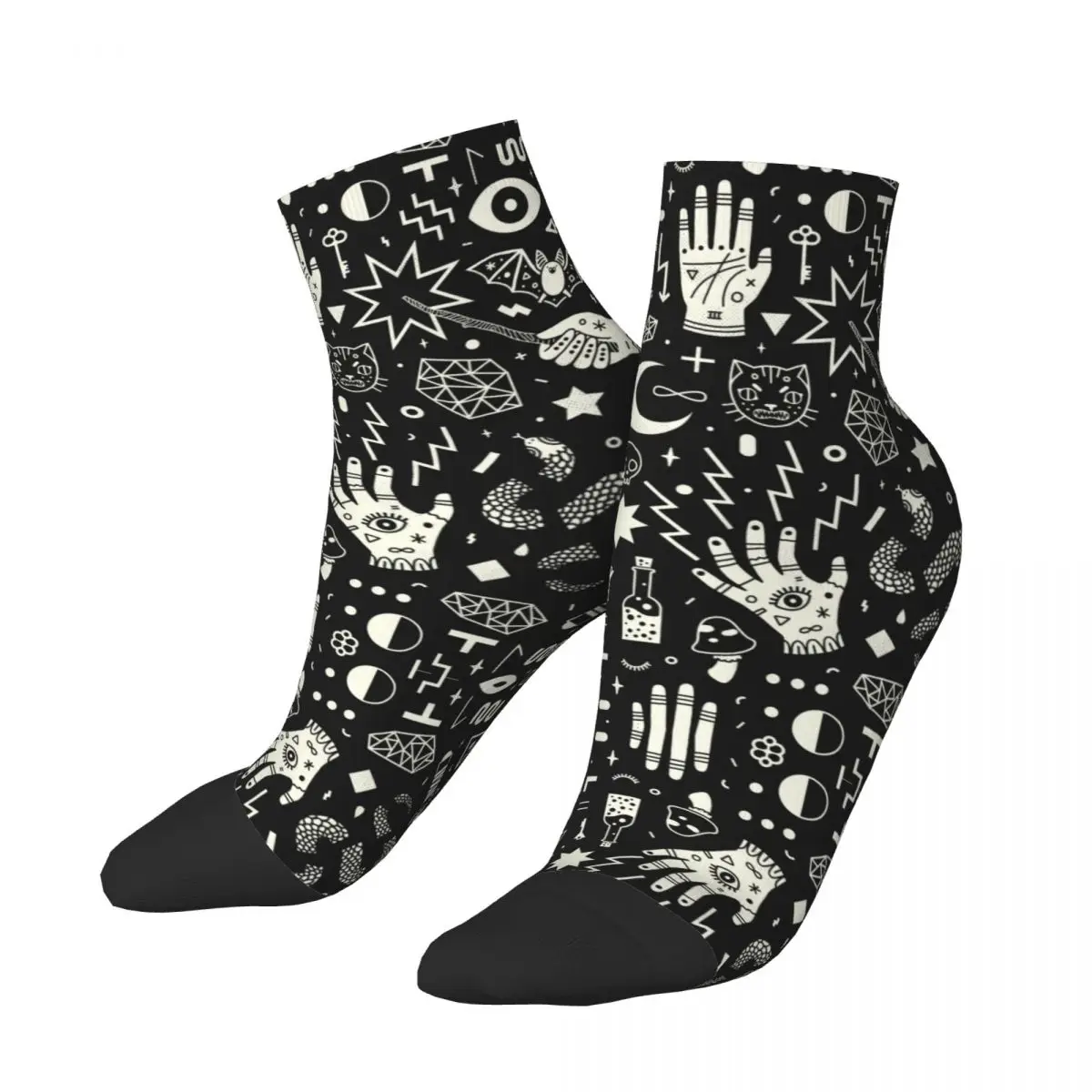 Cool Halloween Witchcraft Witch Socks Men Women Warm 3D Printing Occult Witchy Magic Sports Basketball Socks