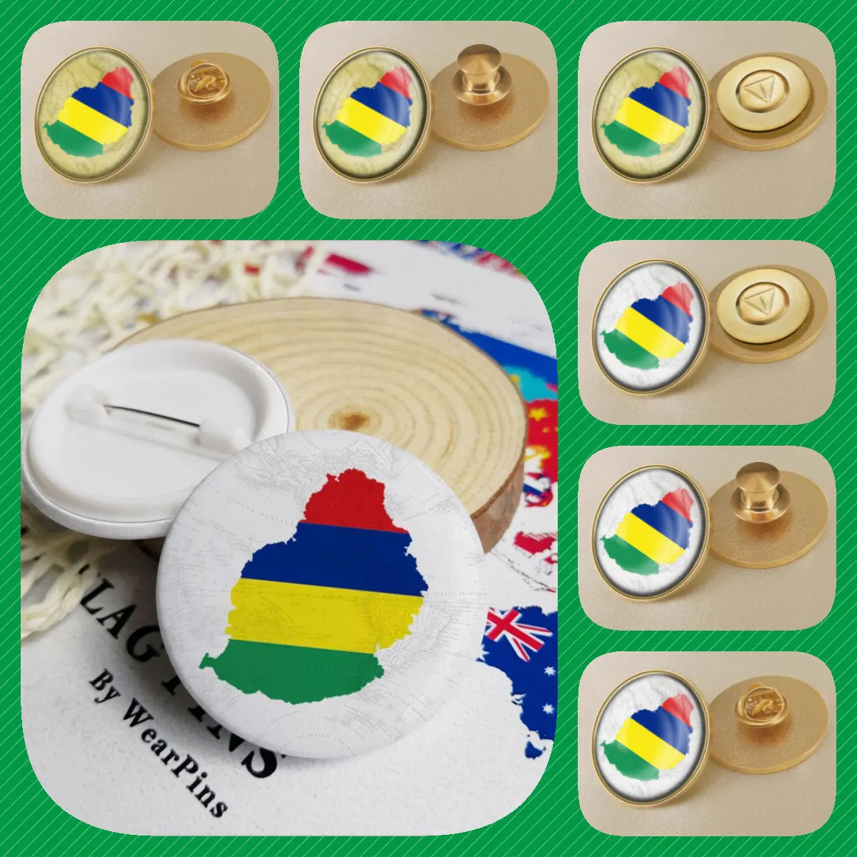 Broches de emblema nacional de la bandera del mapa de la República de Marruecos, insignias, alfileres de solapa