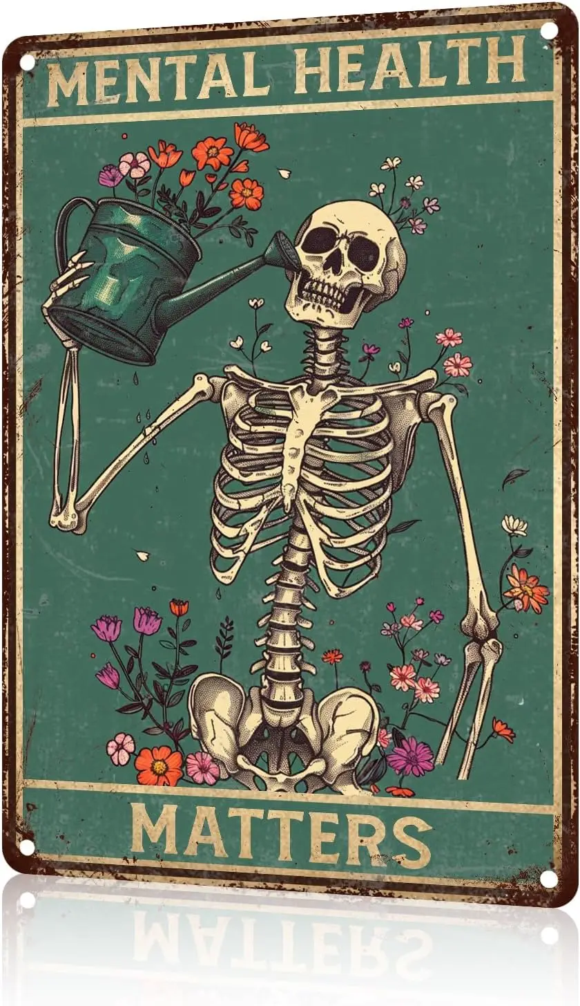 Skull Flower Halloween Garden Decoration Iron Poster Painting Tin Sign Vintage Wall Decor for Cafe Bar Pub Home Beer