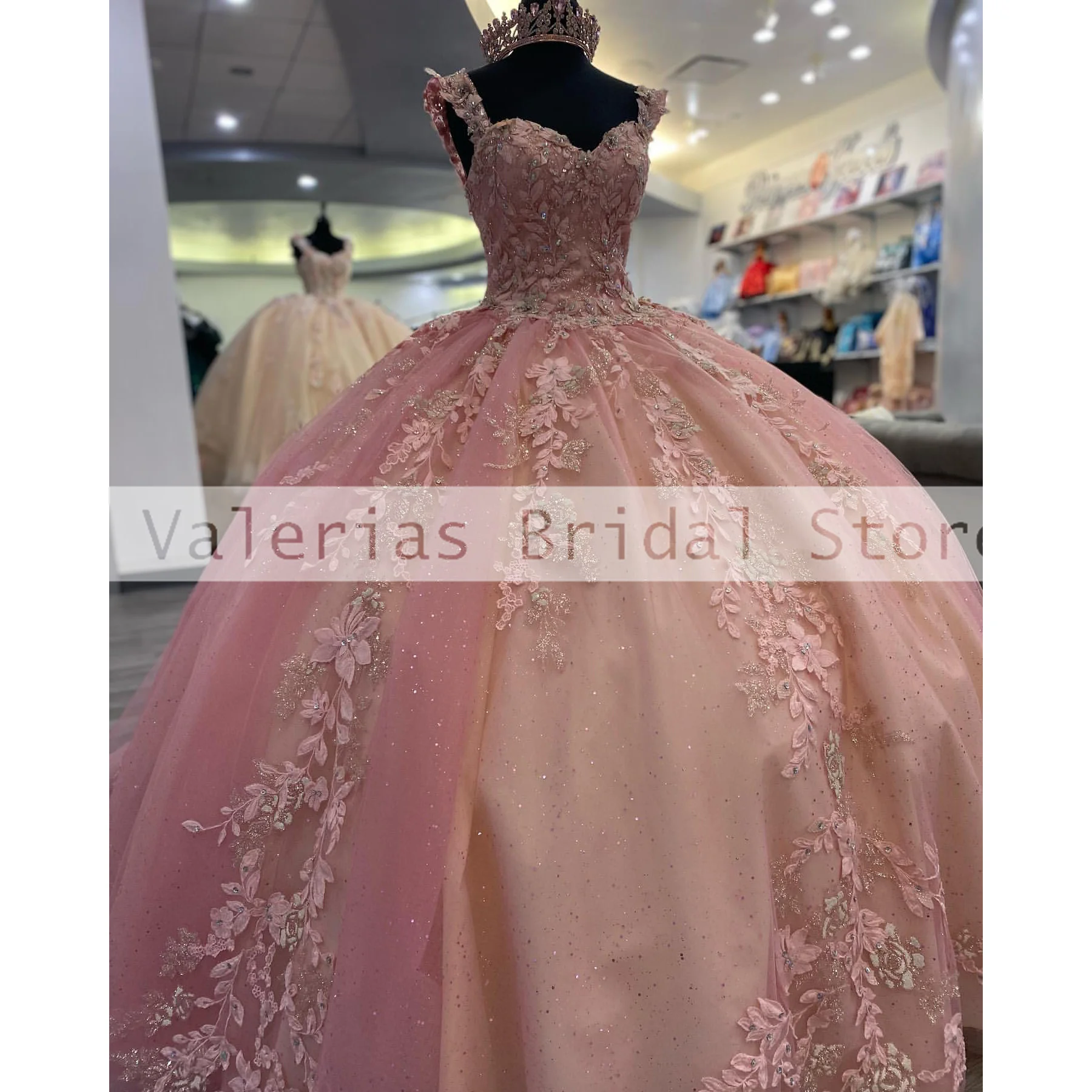 Rosa quinceanera dressrobes de soirée apliques rendas vestido de baile doce 16 meninas formal festa vestidos de baile personalizado