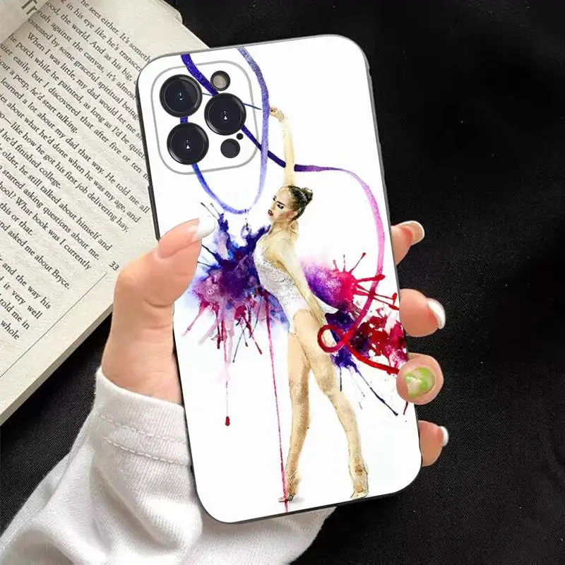 Gymnastics water color Phone Case Silicone Soft for iphone 14 13 12 11 Pro Mini XS MAX 8 7 6 Plus X XS XR Cover