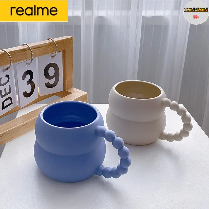 

Realme Nordic Reusable Blue Ceramic Coffee Mug Cup Kitchen Breakfast Drinking Milk Tea Mug Creative Couple Gifts Wedding Mugs