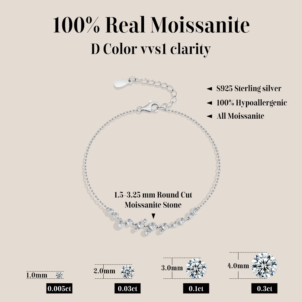 CHARMING Cute Casual Moissanite Bubble Bracelet Women S925 Engagement Party Daily Jewelry Birthday Gift High Value Anniversary