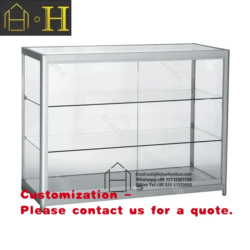 custom.Commercial Cheap Price Golden Aluminum Frame Modern Glass Display Counter
