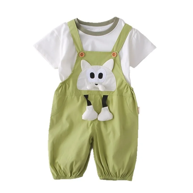 New Summer Baby Boys Clothes Suit Children Casual Short Sleeved T-Shirt Overalls 2Pcs/Sets Infant Girls Clothing Kids Tracksuits