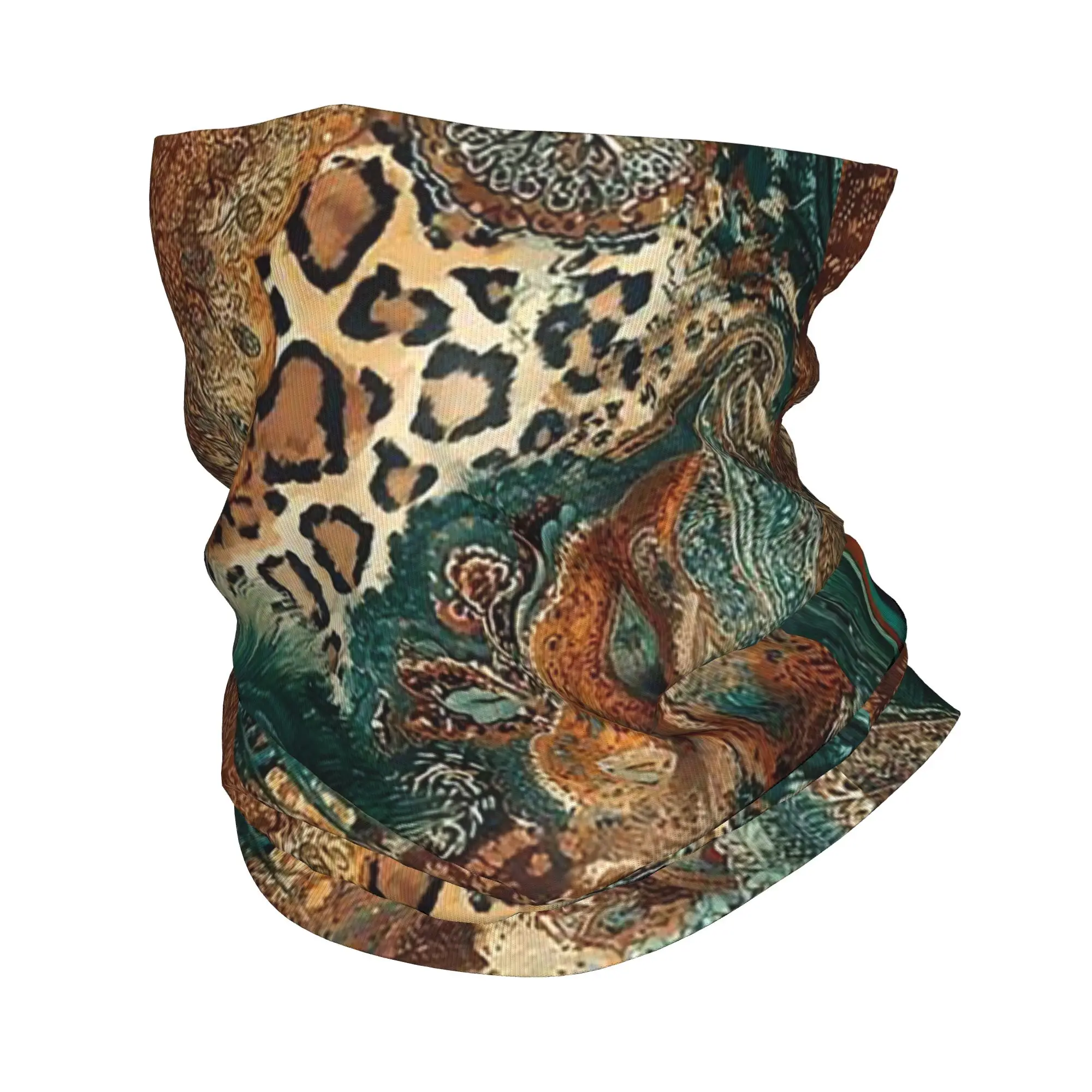 Peacock Feathers Leopard Print And Paisley Patterns Bandana Neck Cover Printed Mask Scarf Multi-use Headwear Cycling Unisex