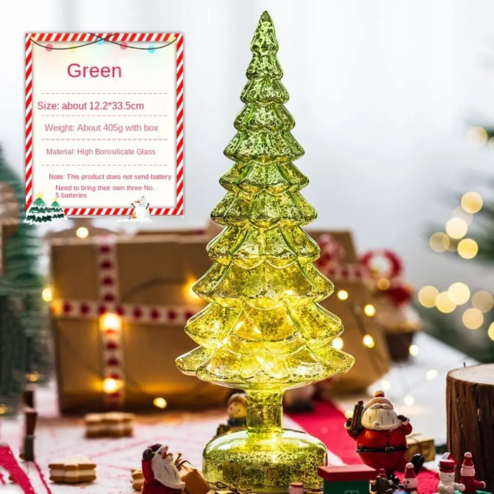 Luminous Glass Christmas LED Lights Glitter Desktop Lamp Christmas Tree Nightlight Romantic Atmosphere Merry Christmas Decor